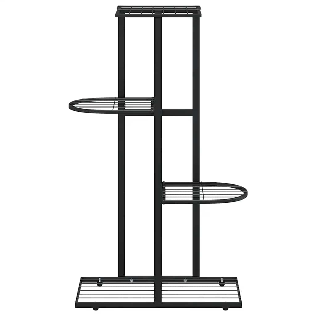 Stovas augalams, 4 lentynos, juodas, 43x22x76cm, metalas