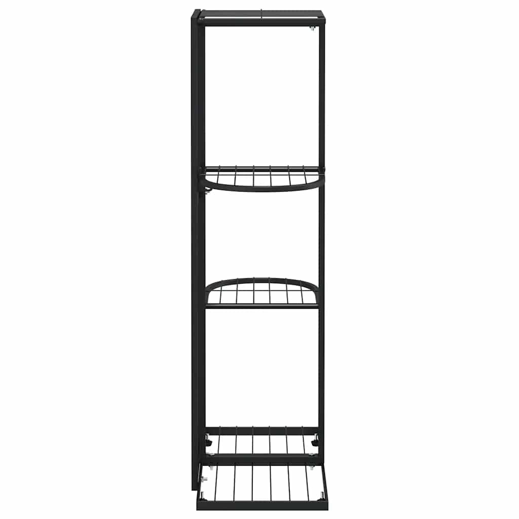 Stovas augalams, 4 lentynos, juodas, 43x22x76cm, metalas