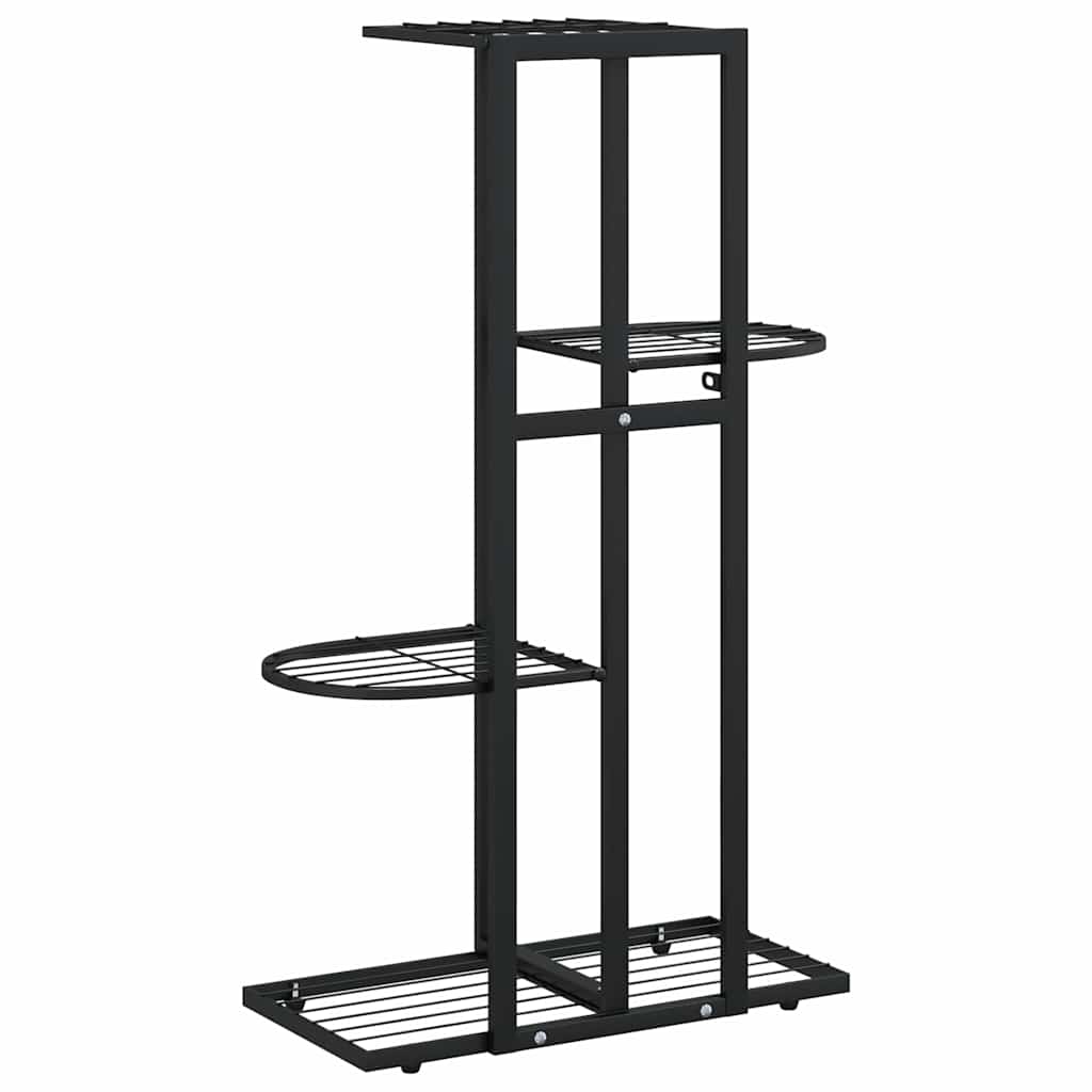 Stovas augalams, 4 lentynos, juodas, 43x22x76cm, metalas