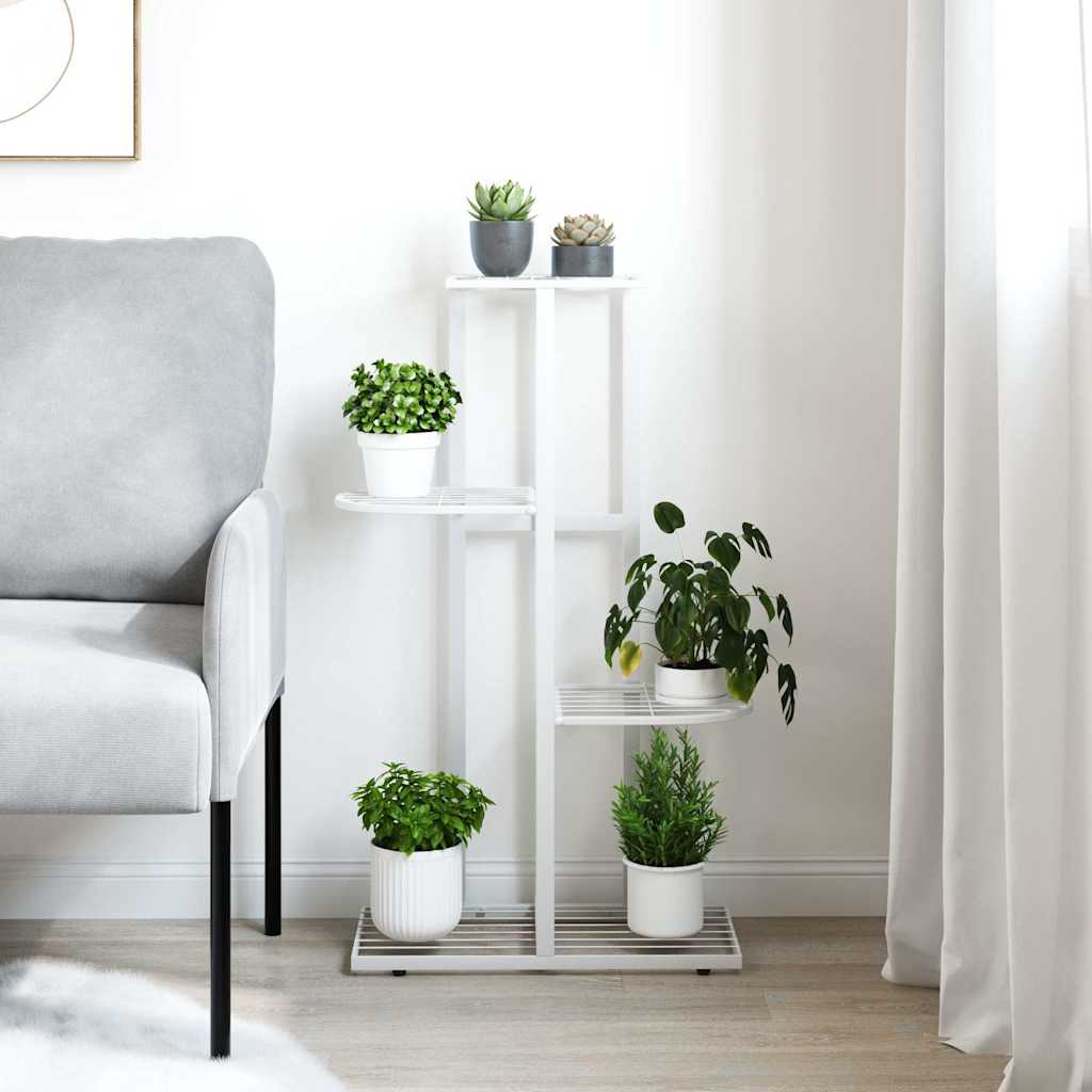 Stovas augalams, 4 lentynos, baltas, 43x22x76cm, metalas