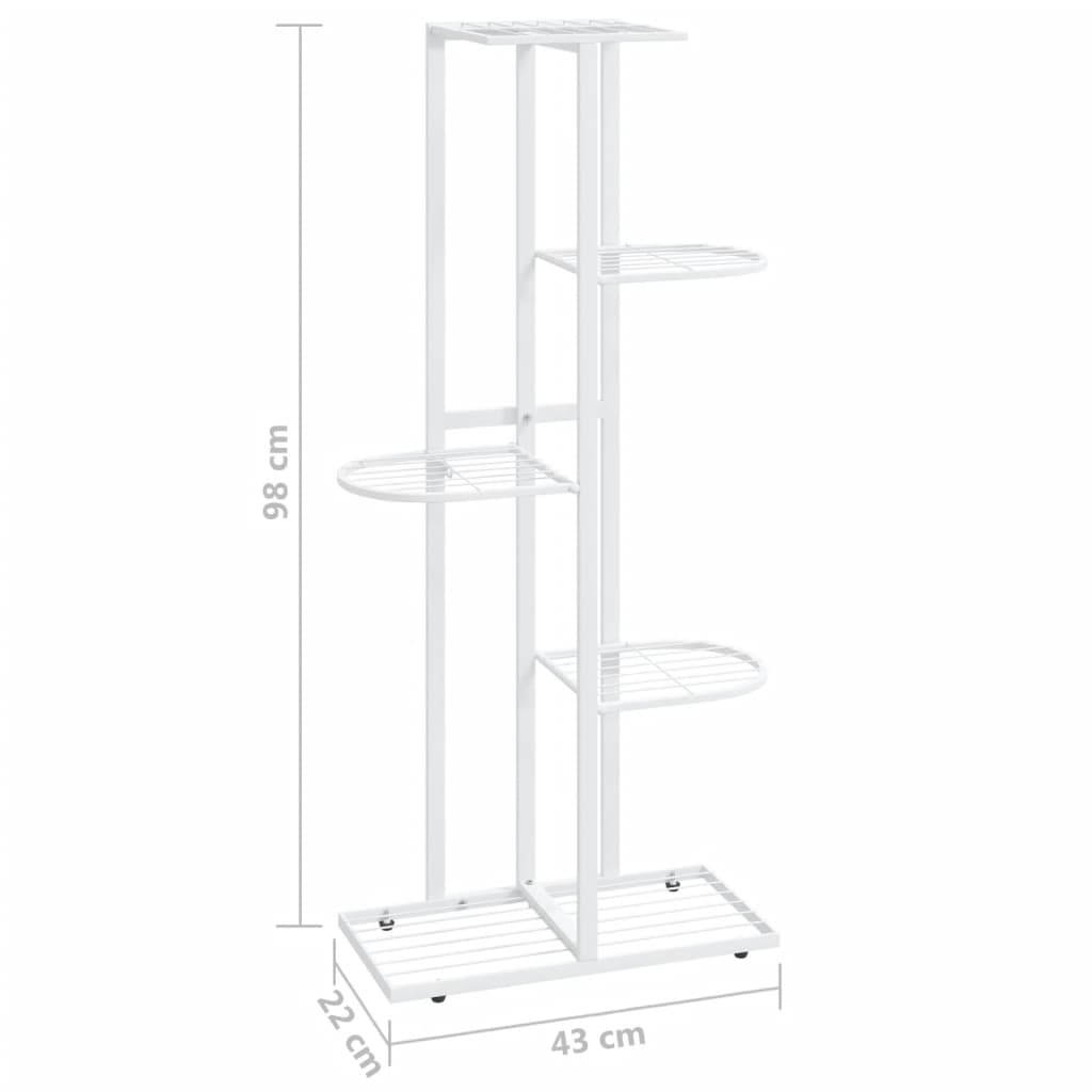 Stovas augalams, 5 lentynos, baltas, 43x22x98cm, metalas