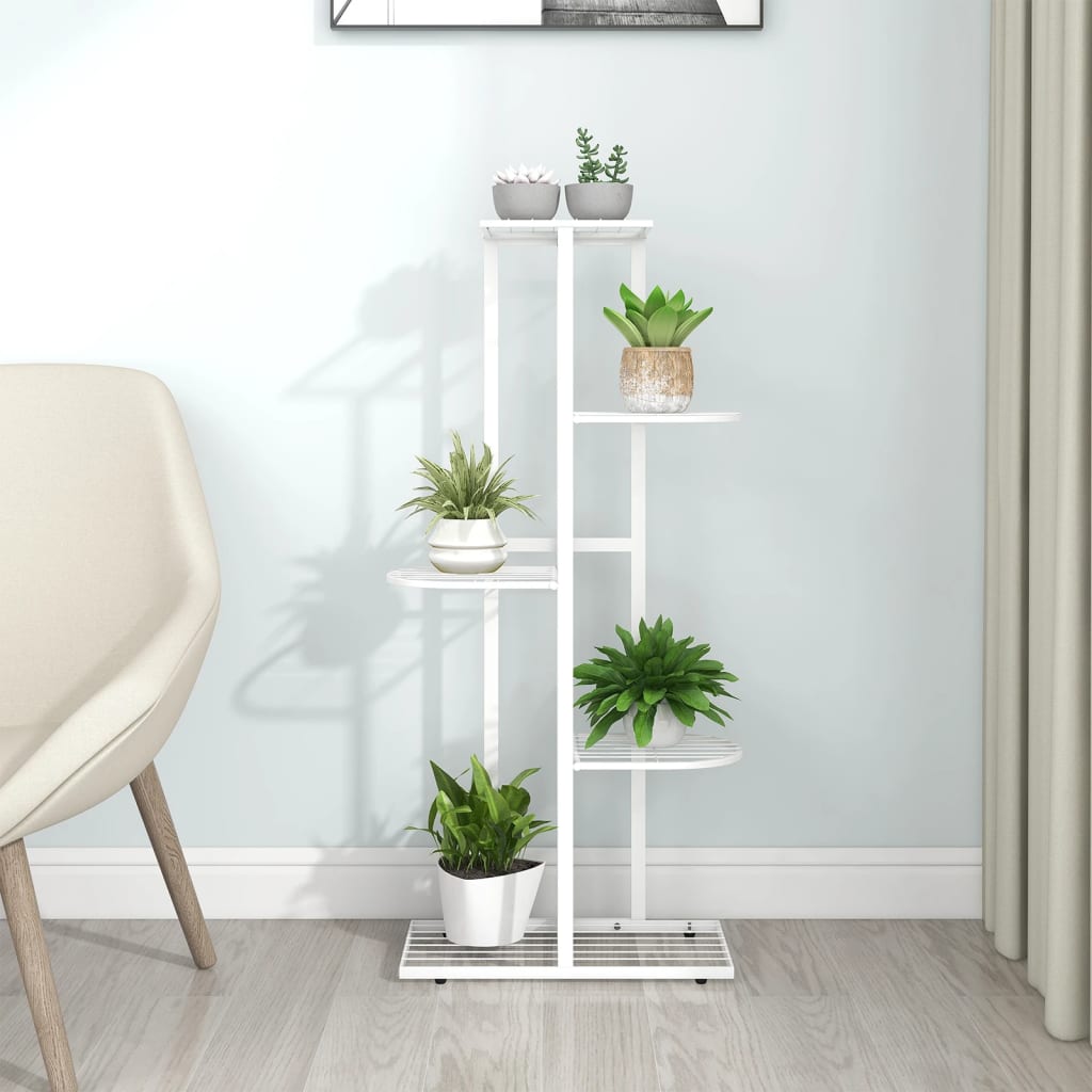 Stovas augalams, 5 lentynos, baltas, 43x22x98cm, metalas