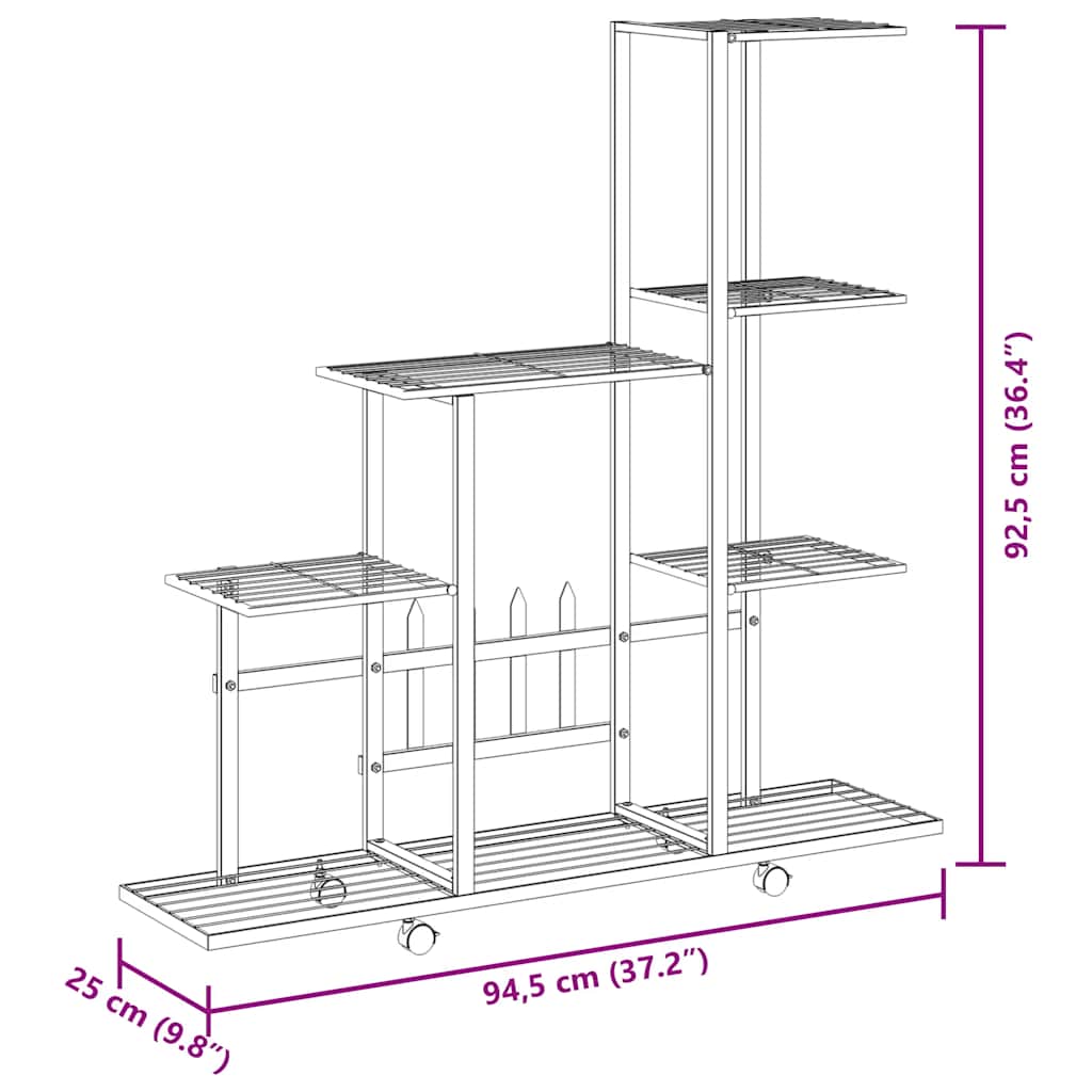 Stovas augalams su ratukais, baltas, 94,5x25x92,5cm, metalas