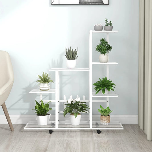 Stovas augalams su ratukais, baltas, 94,5x25x92,5cm, metalas