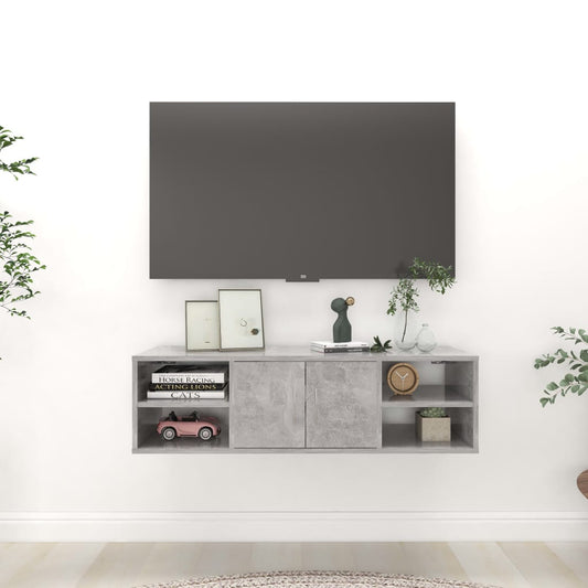 Sieninė lentyna, betono pilka, 102x30x29cm, apdirbta mediena