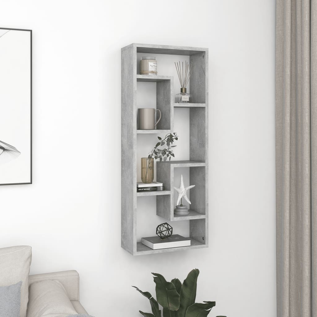 Sieninė lentyna, betono pilkos spalvos, 36x16x90cm, mediena