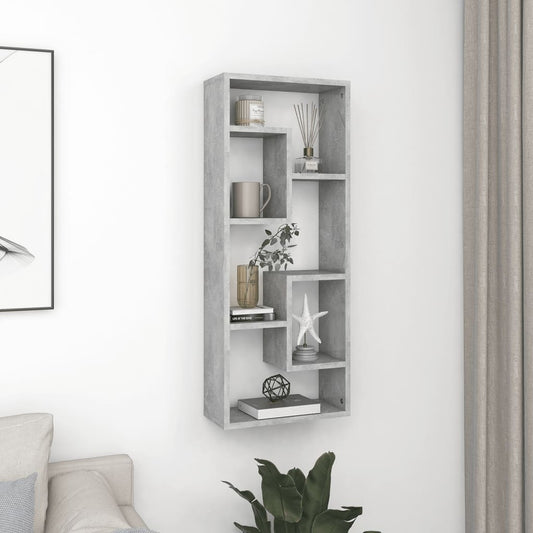 Sieninė lentyna, betono pilkos spalvos, 36x16x90cm, mediena
