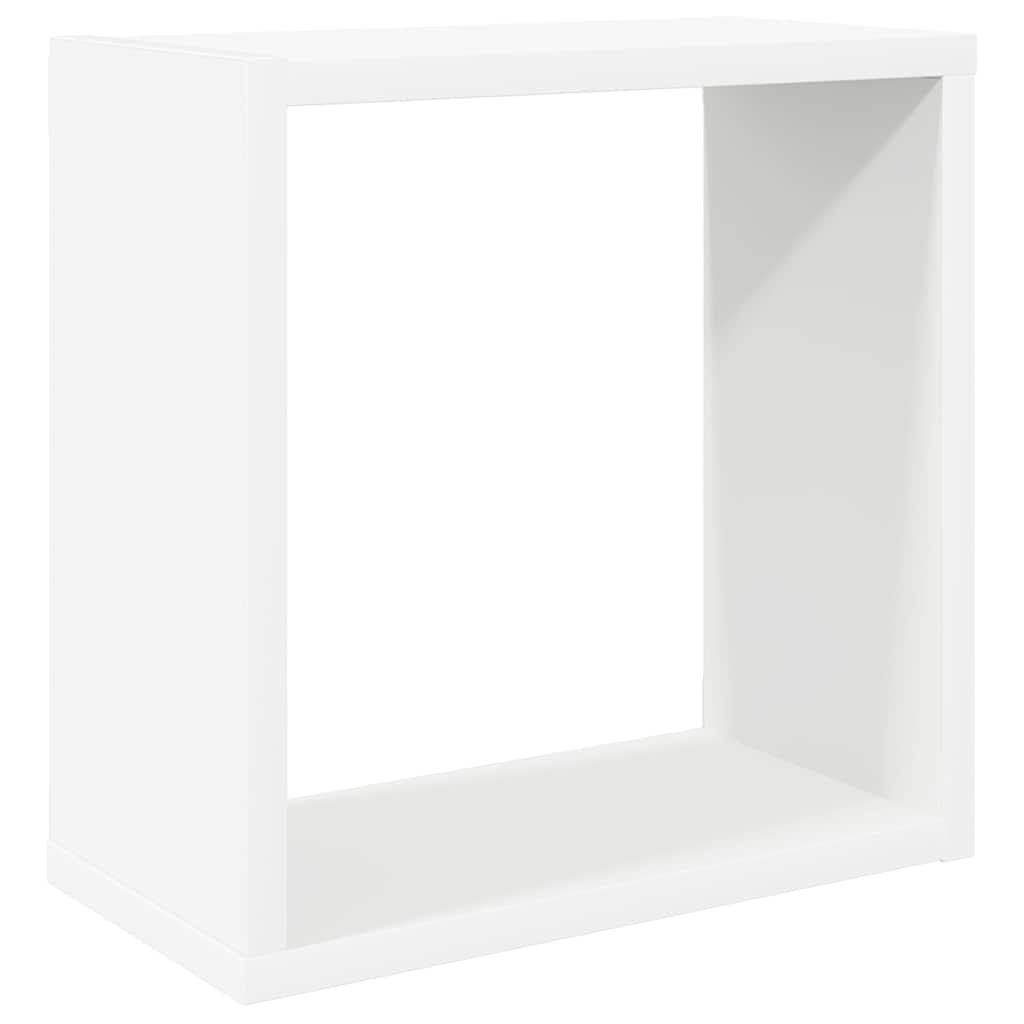 Sieninės lentynos, 2vnt., baltos, 30x15x30cm, kubo formos