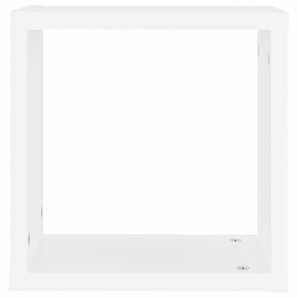 Sieninės lentynos, 2vnt., baltos, 30x15x30cm, kubo formos