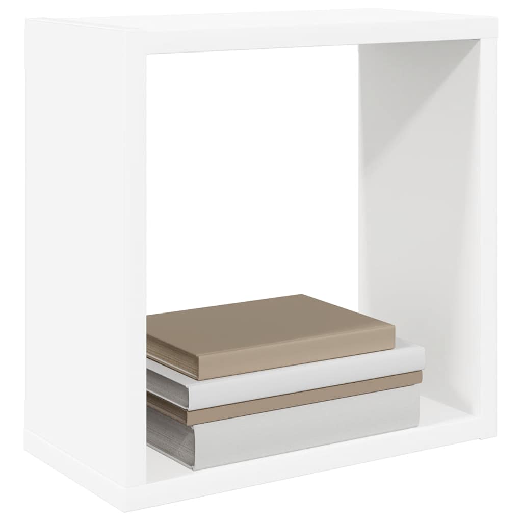 Sieninės lentynos, 4vnt., baltos, 30x15x30cm, kubo formos