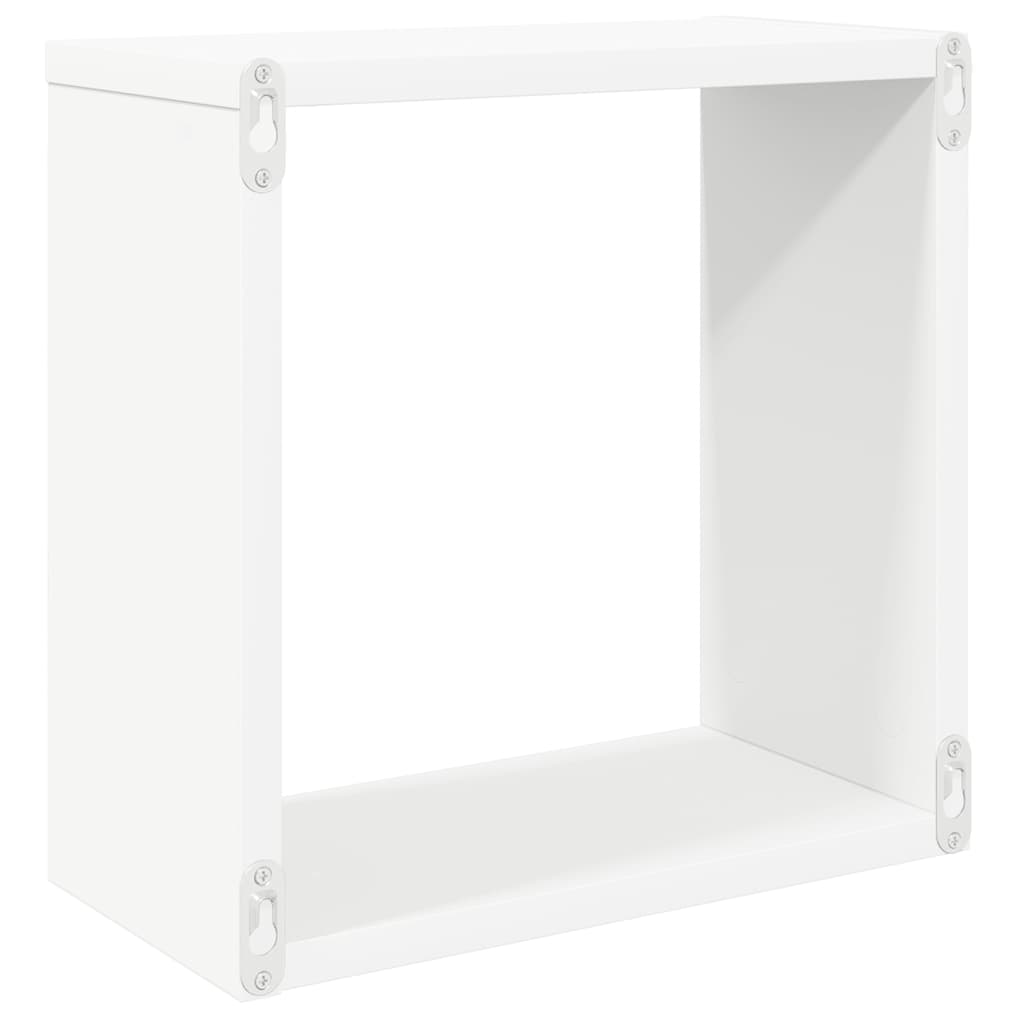 Sieninės lentynos, 4vnt., baltos, 30x15x30cm, kubo formos