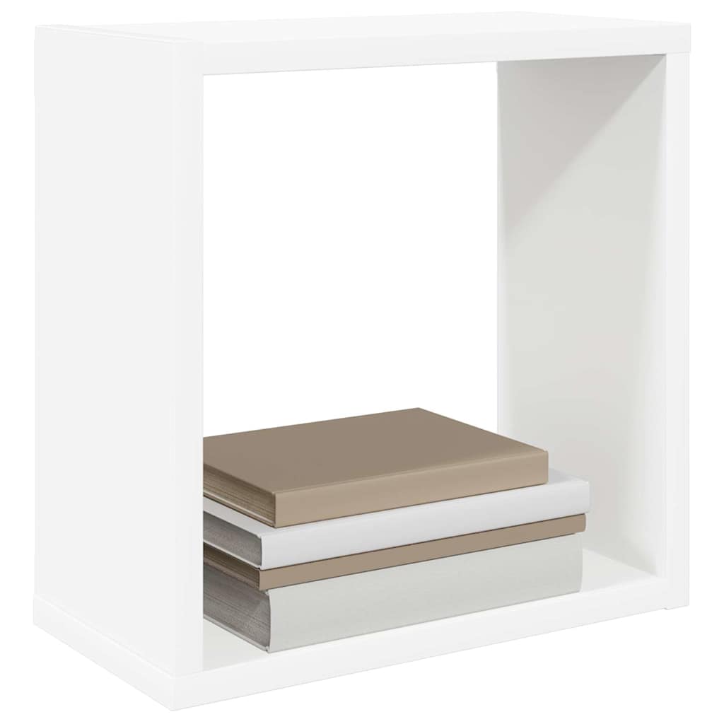 Sieninės lentynos, 6vnt., baltos, 30x15x30cm, kubo formos