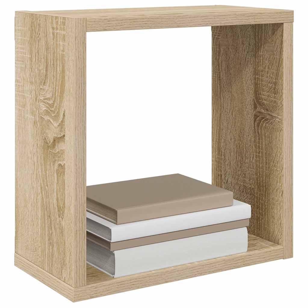 Sieninės lentynos, 2vnt., ąžuolo, 30x15x30cm, kubo formos