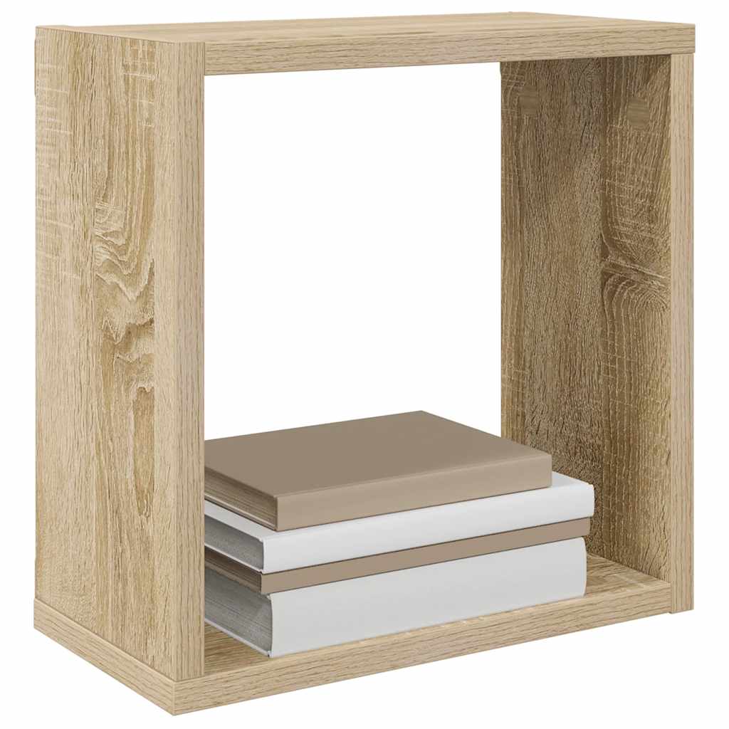 Sieninės lentynos, 6vnt., ąžuolo, 30x15x30cm, kubo formos