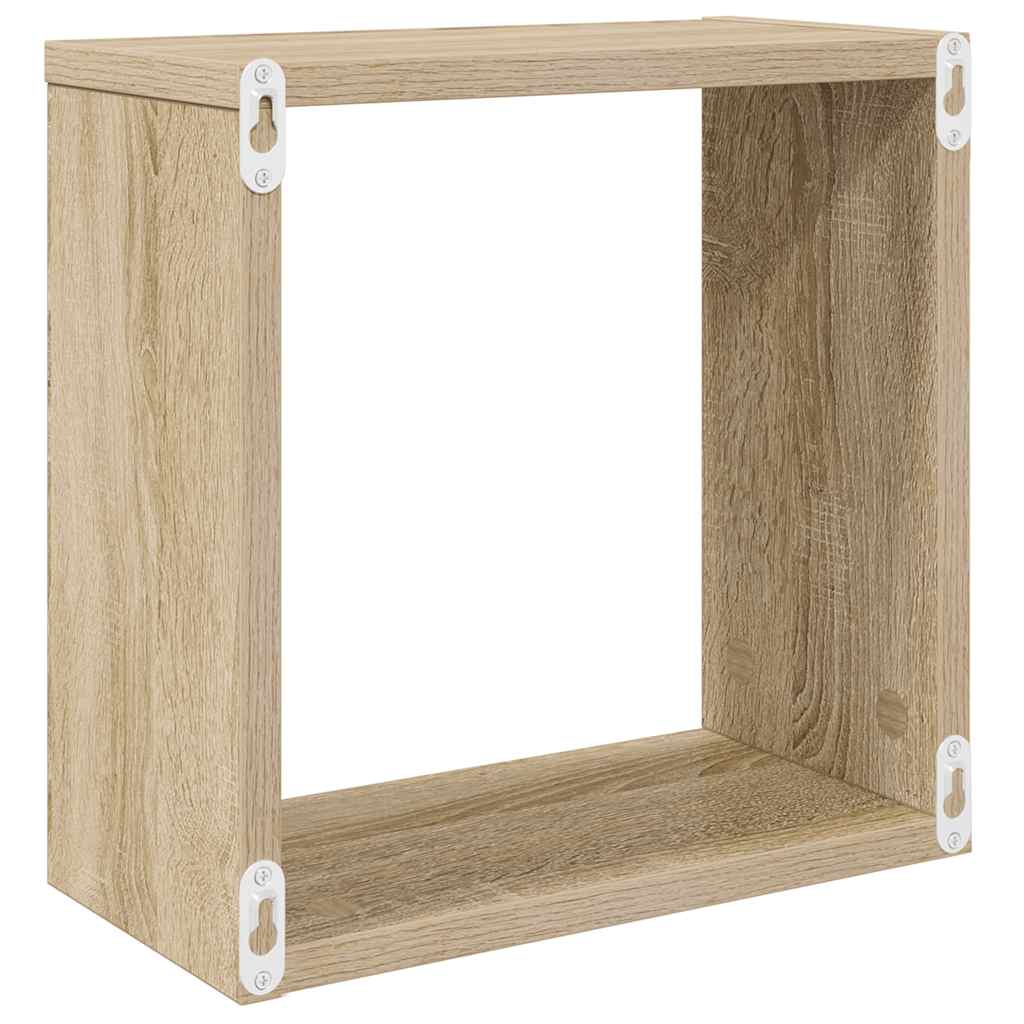 Sieninės lentynos, 6vnt., ąžuolo, 30x15x30cm, kubo formos