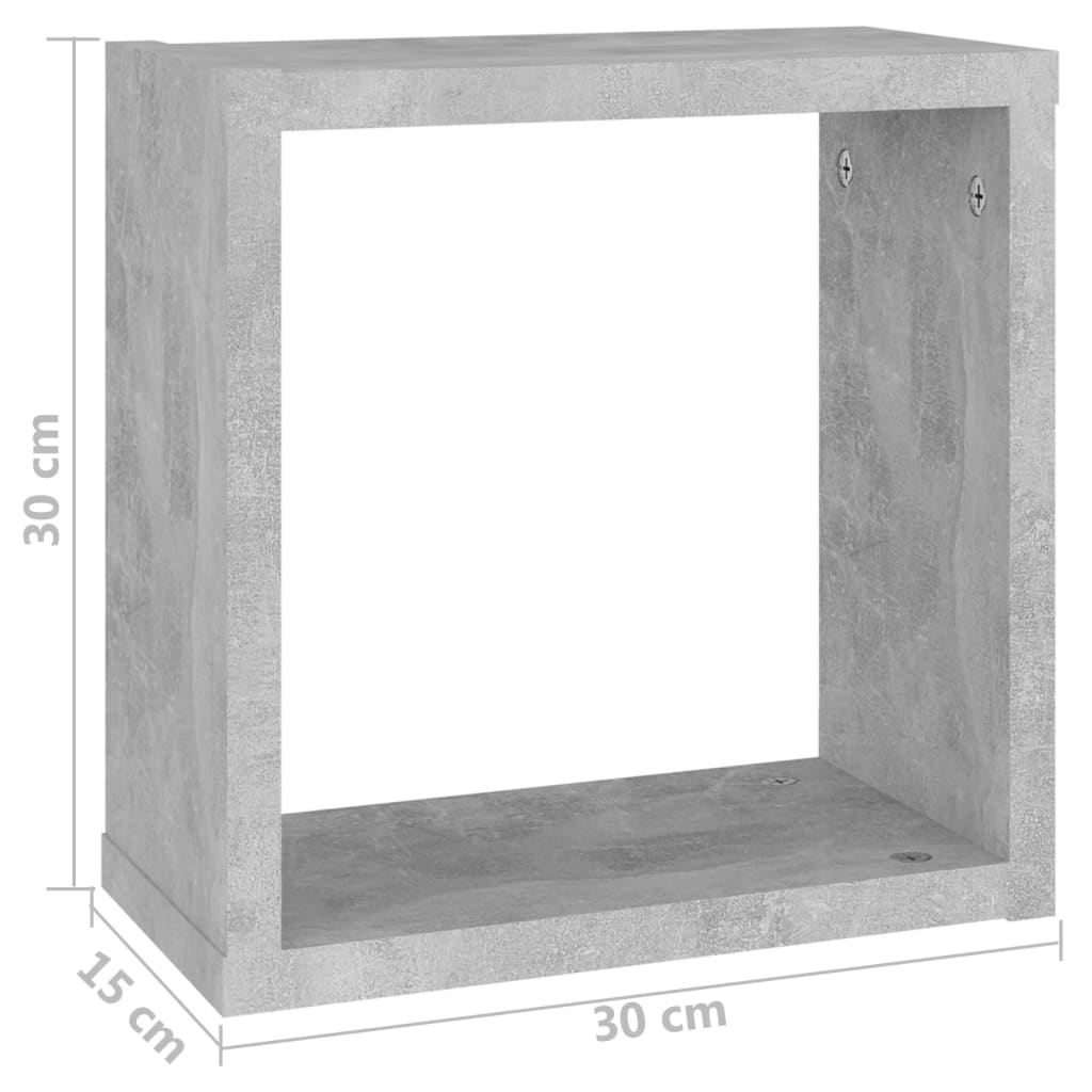 Sieninės lentynos, 6vnt., pilkos, 30x15x30cm, kubo formos