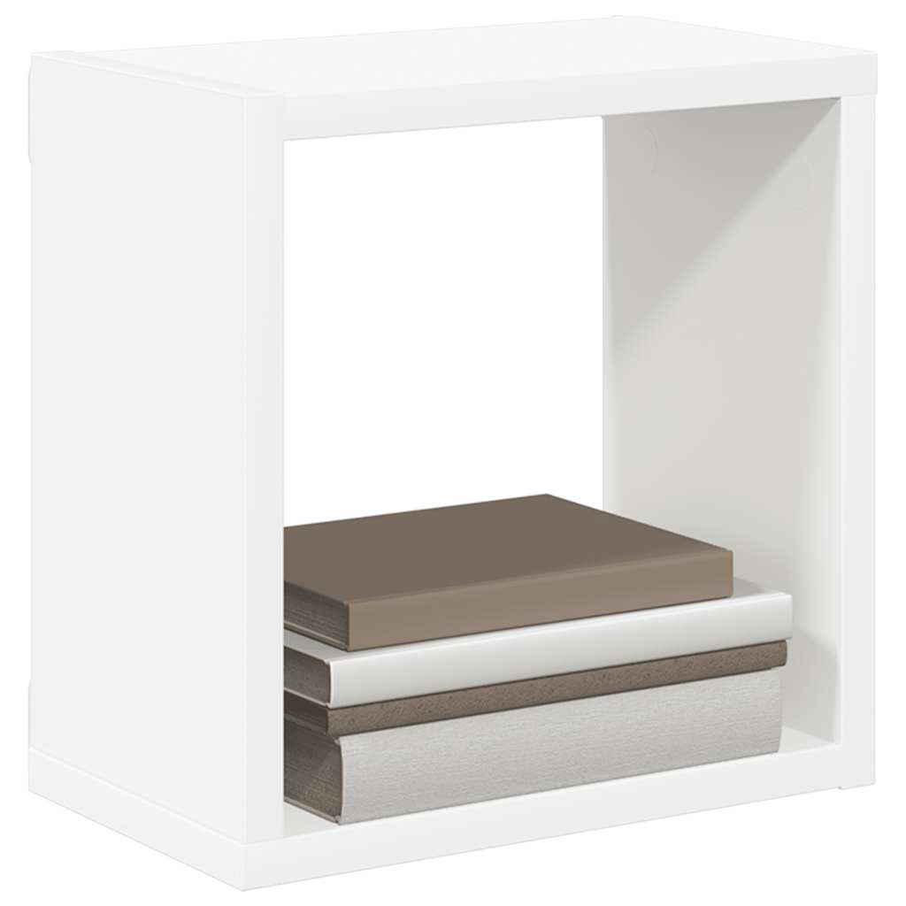 Sieninės lentynos, 2vnt., baltos, 26x15x26cm, kubo formos