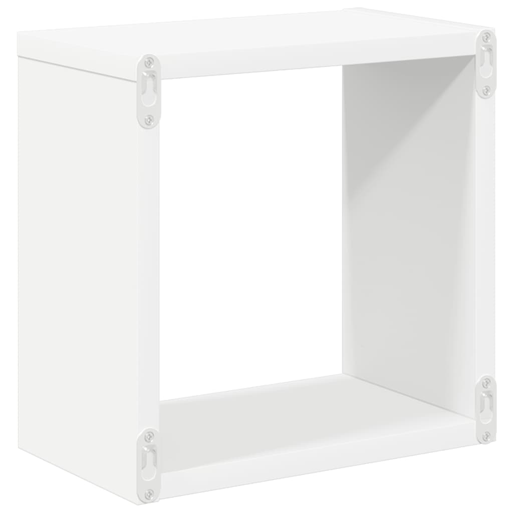 Sieninės lentynos, 4vnt., baltos, 26x15x26cm, kubo formos