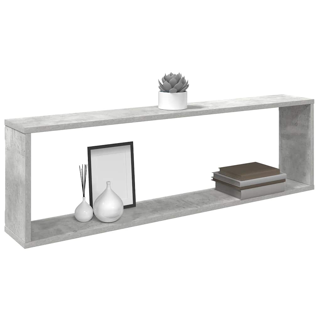 Sieninės lentynos, 2vnt., betono, 100x15x30cm, apdirbta mediena