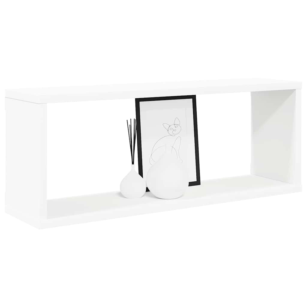 Sieninės lentynos, 4vnt., baltos, 60x15x23cm, apdirbta mediena