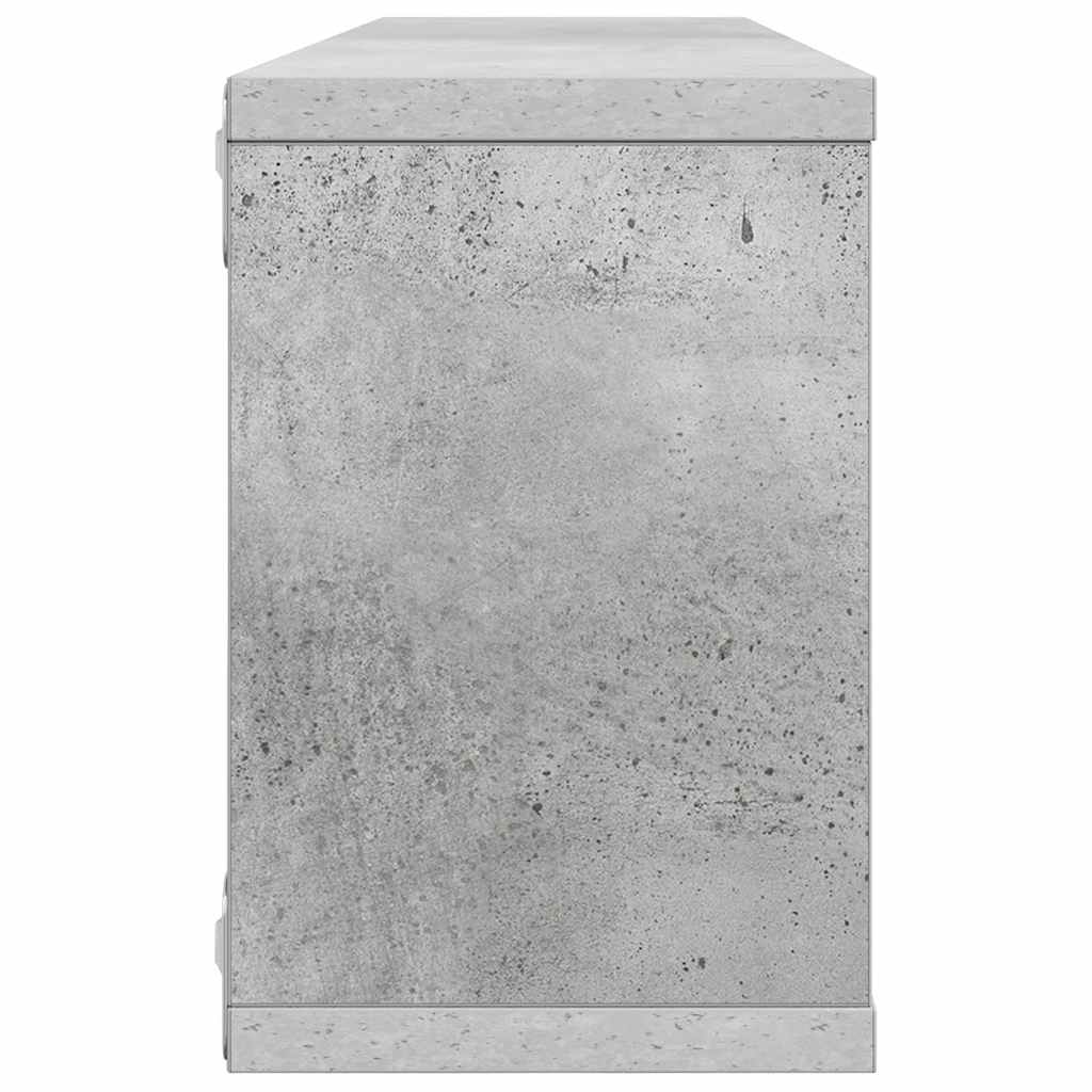 Sieninės lentynos, 2vnt., betono, 60x15x23cm, apdirbta mediena