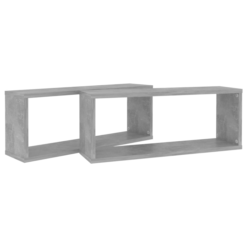 Sieninės lentynos, 2vnt., betono, 60x15x23cm, apdirbta mediena