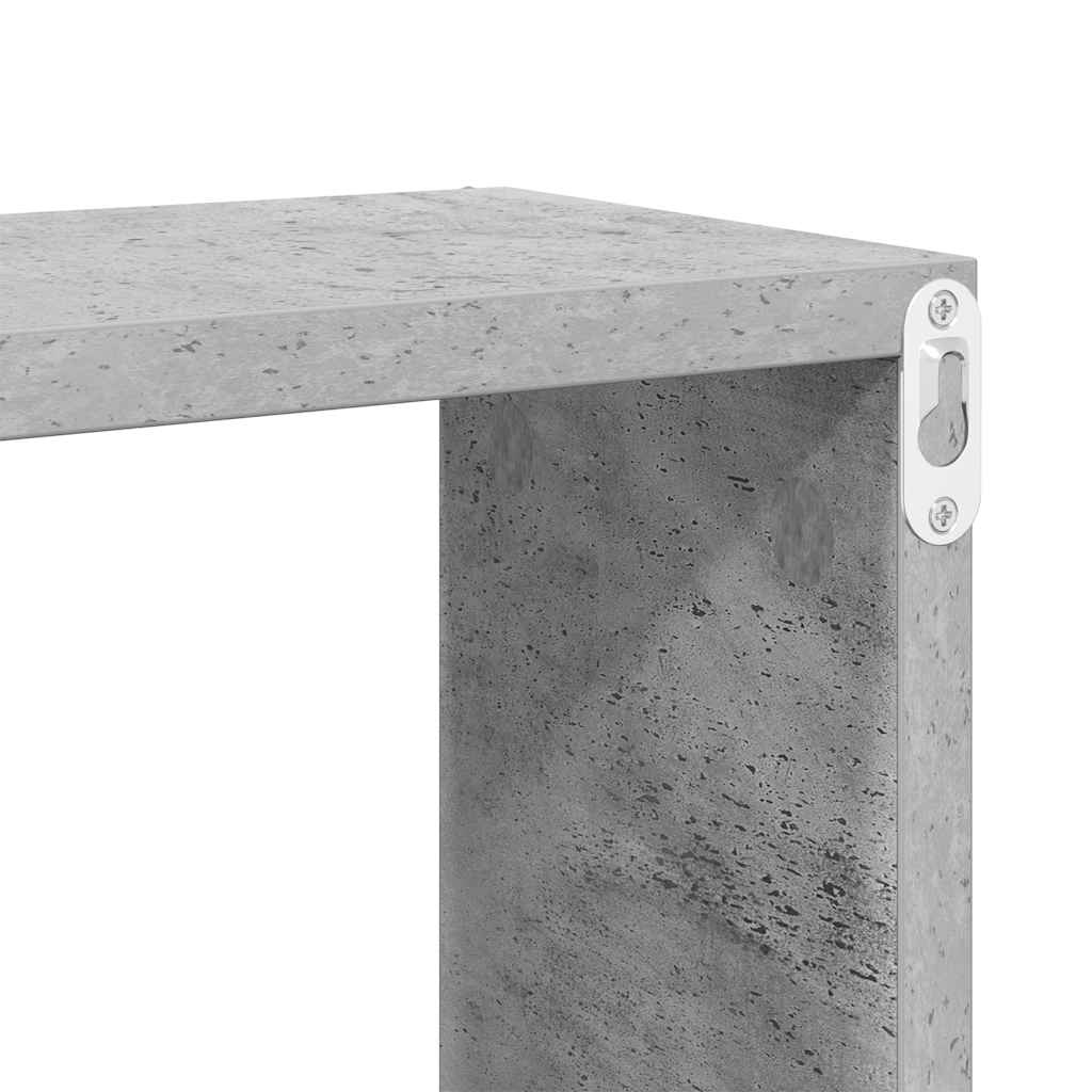 Sieninės lentynos, 4vnt., betono, 60x15x23cm, apdirbta mediena