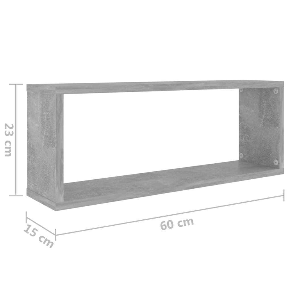 Sieninės lentynos, 6vnt., betono, 60x15x23cm, apdirbta mediena