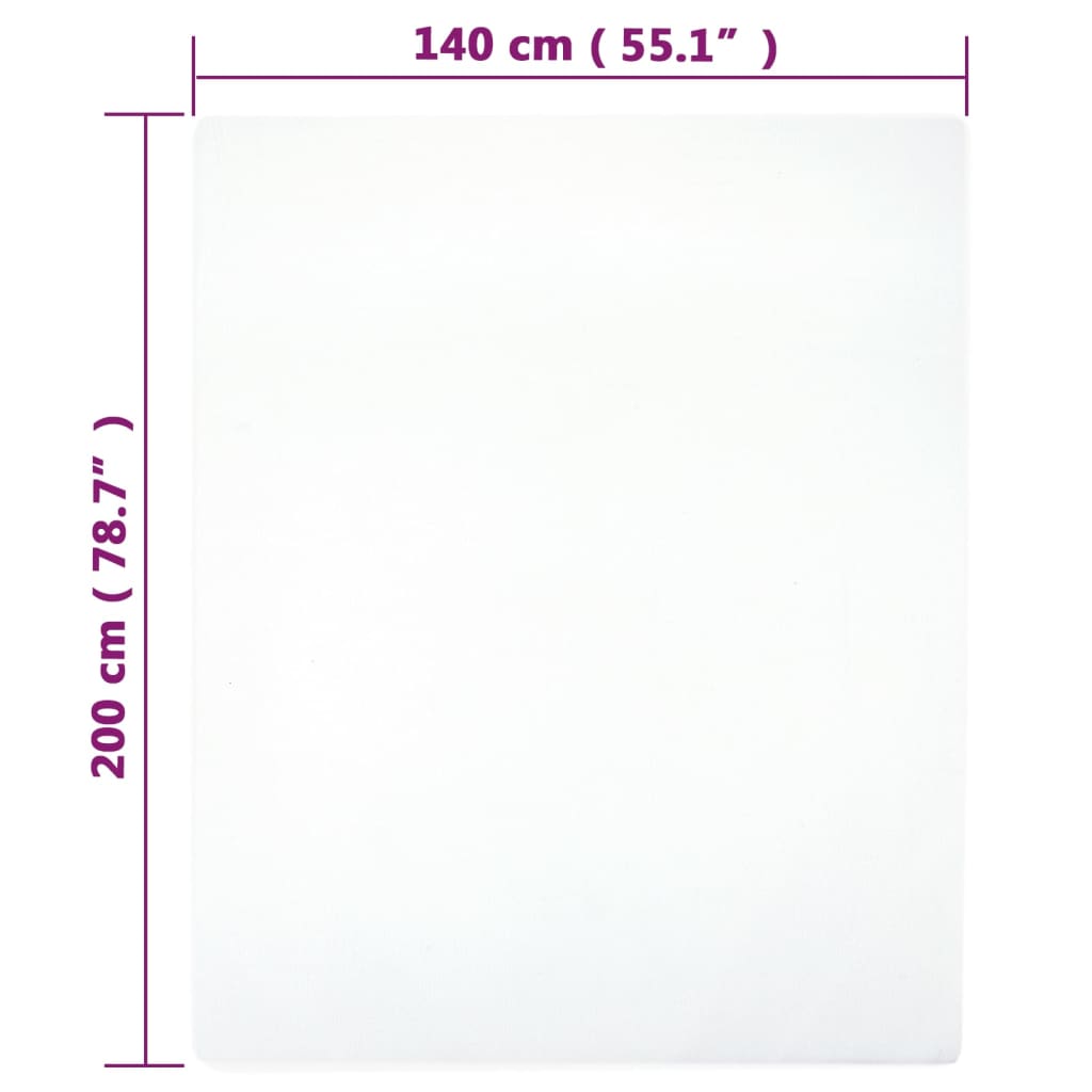 Paklodės su guma, 2vnt., baltos, 140x200cm, medvilnė