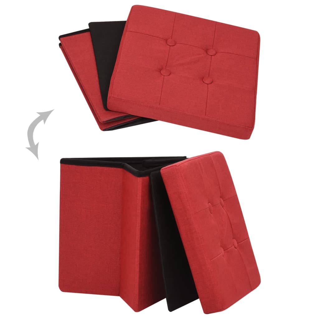 Sulankstoma taburetė-daiktadėžė, vyno raudona, dirbtinis linas