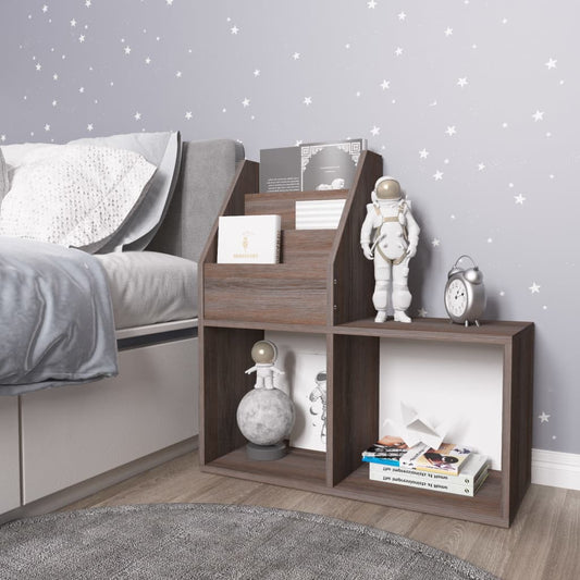 Vaikiška lentyna žurnalams, pilka/ąžuolo, 71x30x78,5cm, mediena