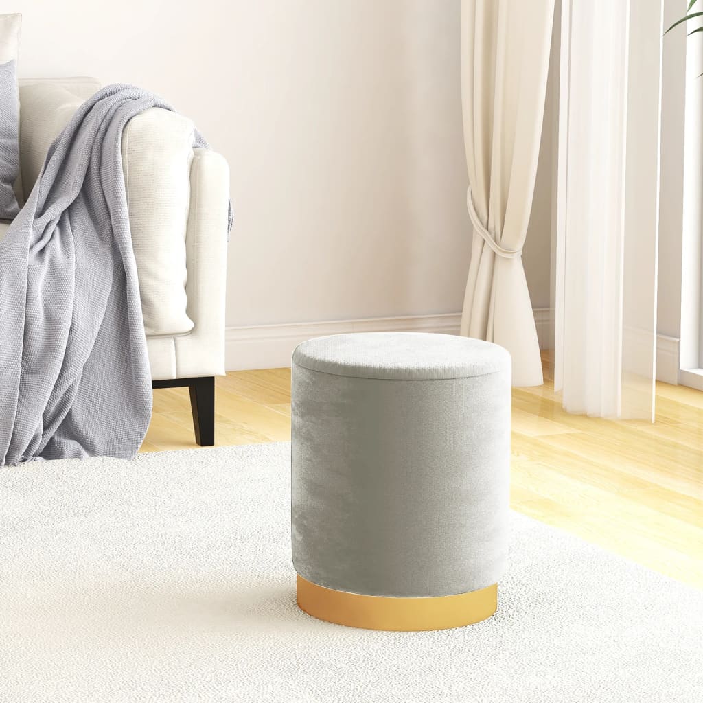 Pufas-daiktadėžė, šviesiai pilkos spalvos, aksomas, apskritas 31 x 37 cm