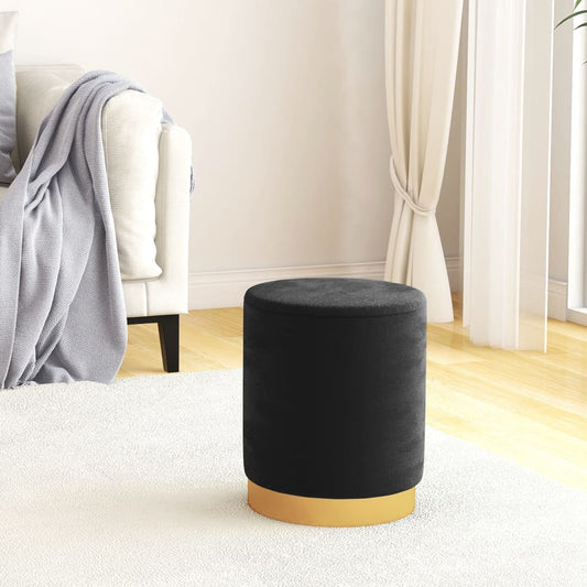 Pufas-daiktadėžė, juodos spalvos, aksomas, apskritas 31 x 37 cm