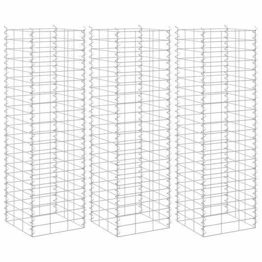 Aukšti gabionų loveliai, 3vnt., 30x30x100cm, geležis