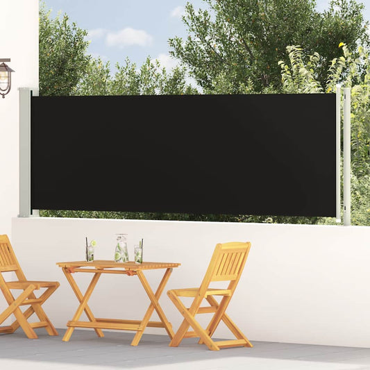 Ištraukiama šoninė kiemo pertvara, juodos spalvos, 117x600cm