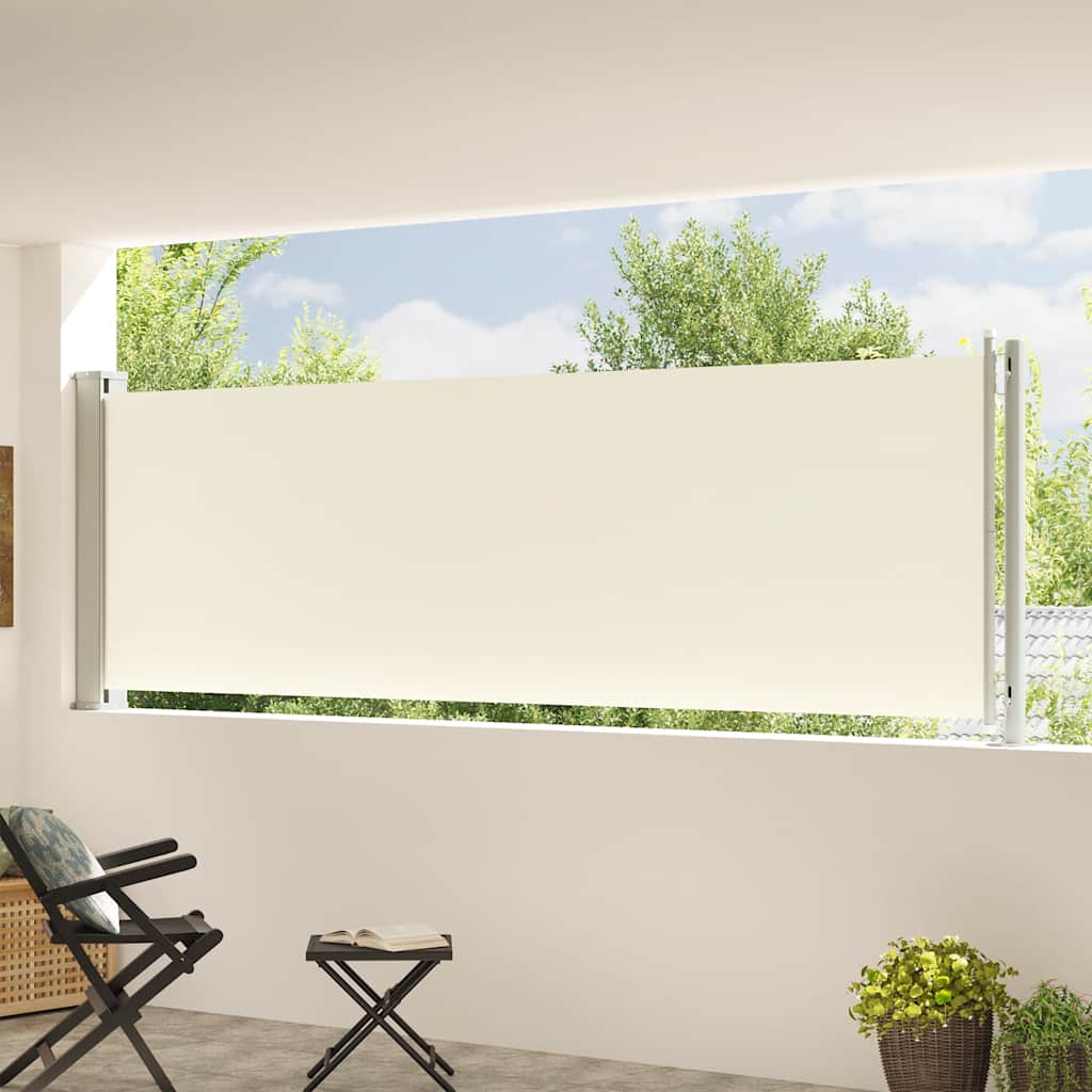 Ištraukiama šoninė kiemo pertvara, kreminės spalvos, 117x600cm