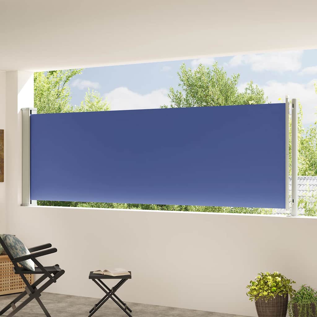 Ištraukiama šoninė kiemo pertvara, mėlynos spalvos, 117x600cm