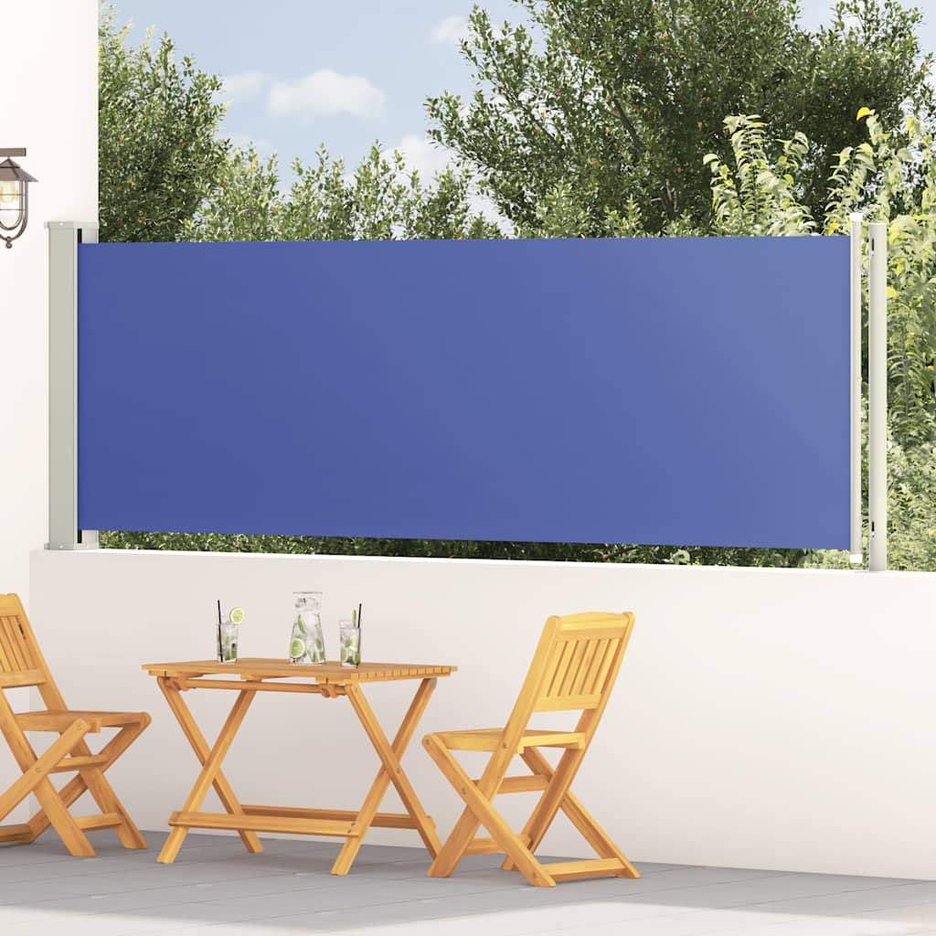 Ištraukiama šoninė kiemo pertvara, mėlynos spalvos, 117x600cm
