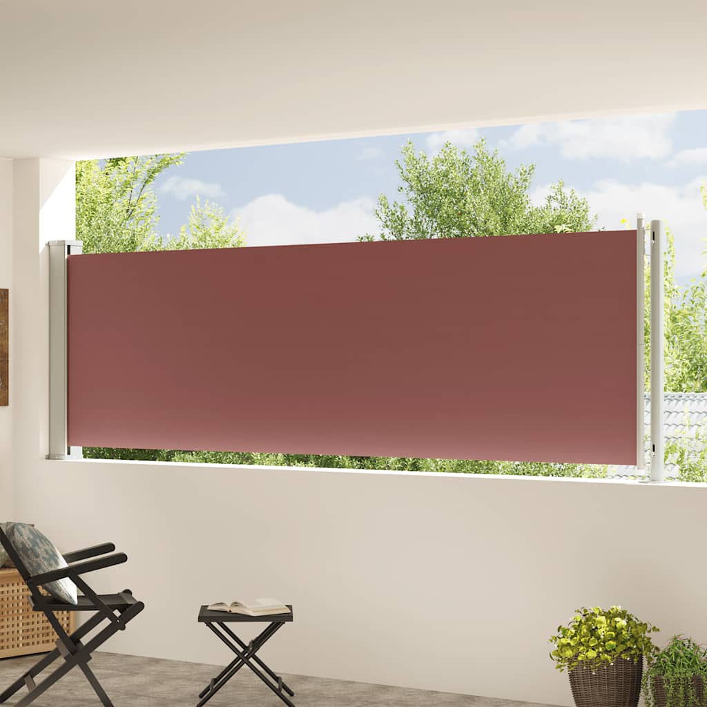 Ištraukiama šoninė kiemo pertvara, rudos spalvos, 117x600cm