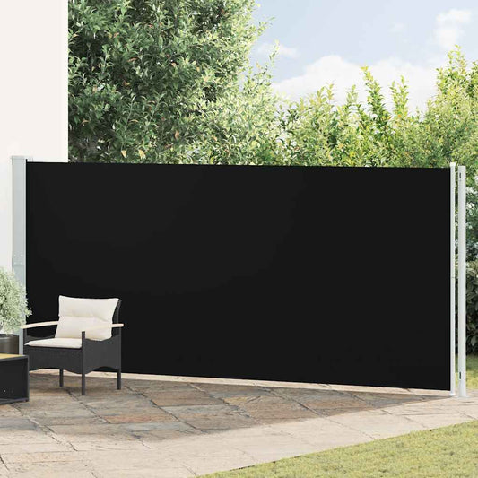 Ištraukiama šoninė kiemo pertvara, juodos spalvos, 180x600cm