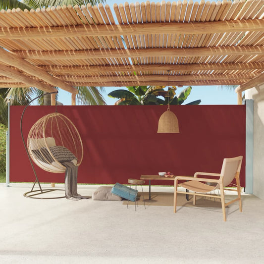 Ištraukiama šoninė kiemo pertvara, raudonos spalvos, 180x600cm