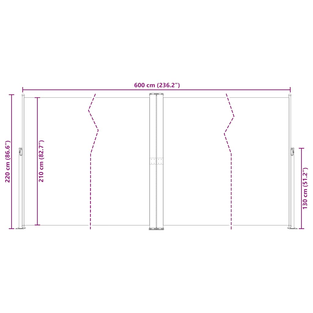 Ištraukiama šoninė pertvara, mėlynos spalvos, 200x600cm