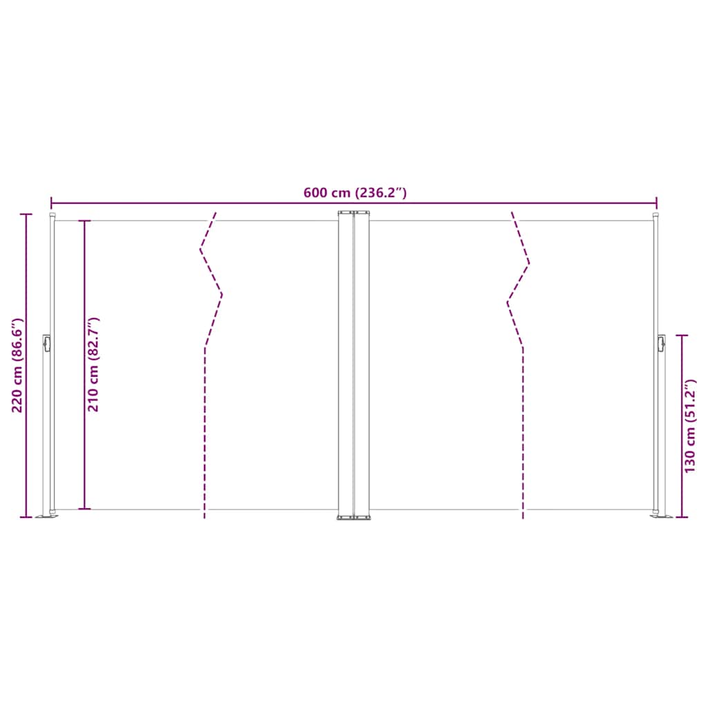 Ištraukiama šoninė pertvara, rudos spalvos, 220x600cm