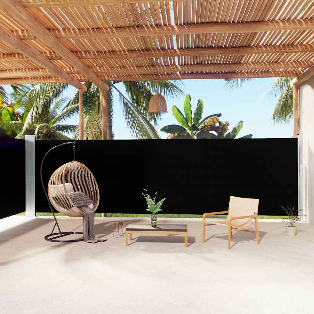 Ištraukiama šoninė pertvara, juodos spalvos, 180x1000cm