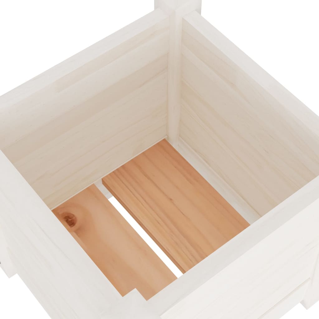 Sodo lovelis, baltas, 31x31x31cm, pušies medienos masyvas