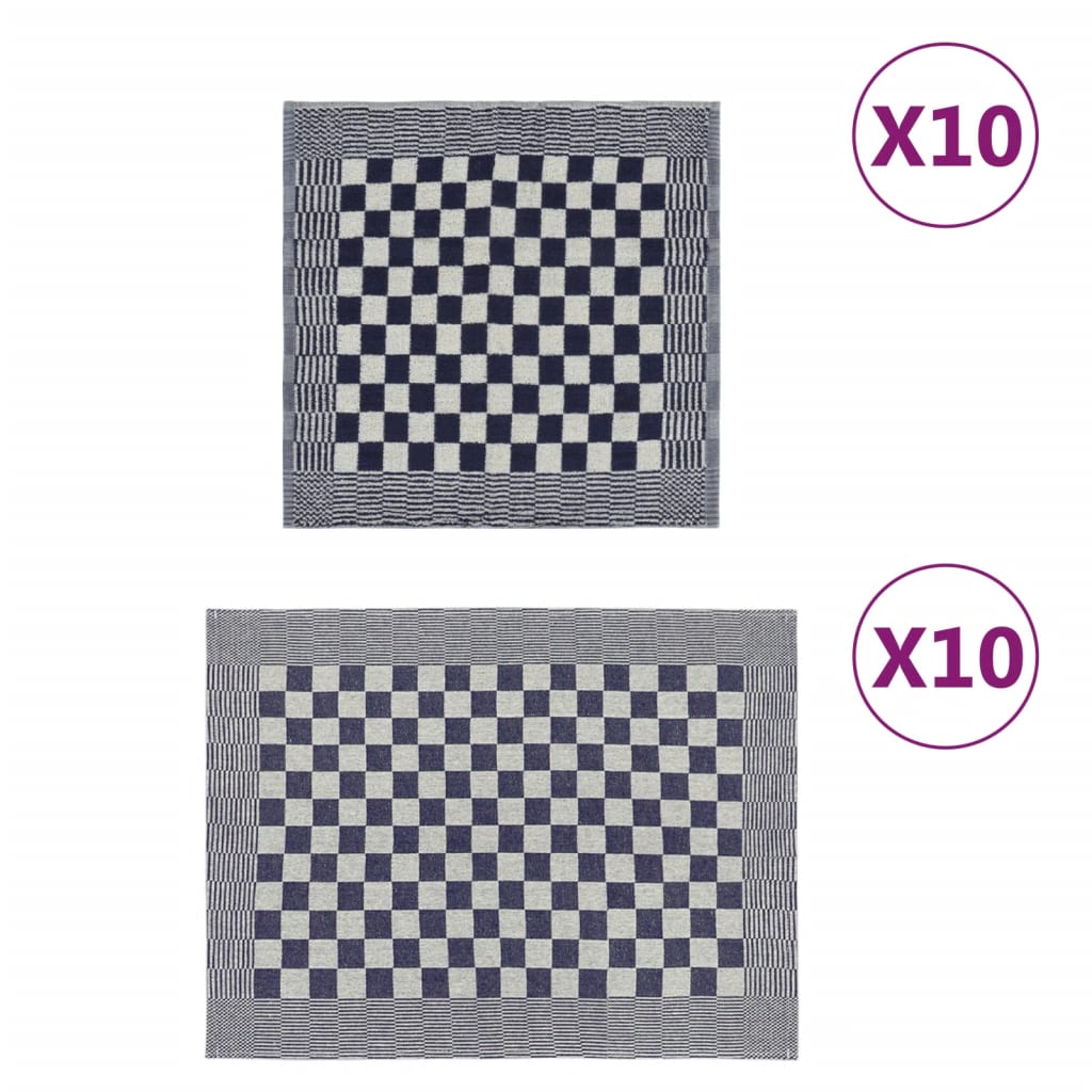 Rankšluosčių rinkinys, 20vnt., mėlyni ir balti, medvilnė