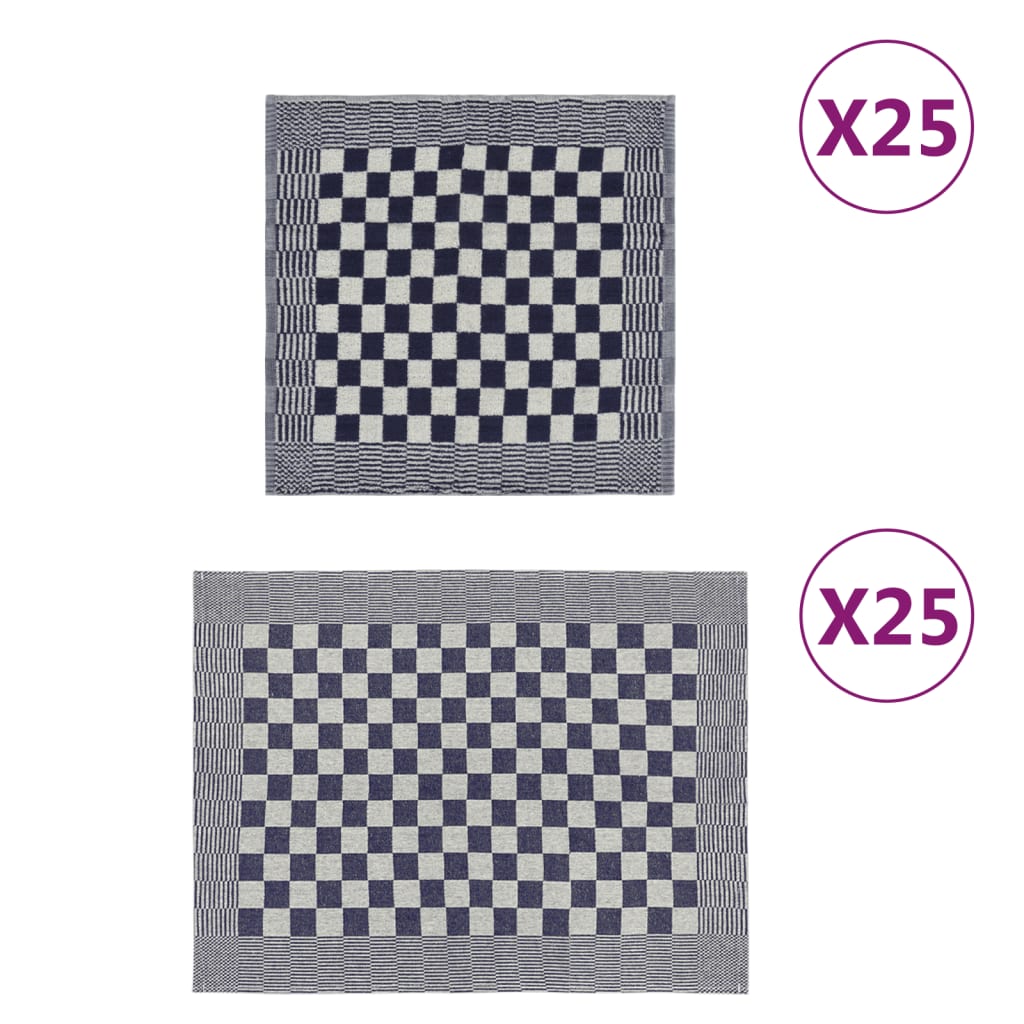 Rankšluosčių rinkinys, 50vnt., mėlyni ir balti, medvilnė