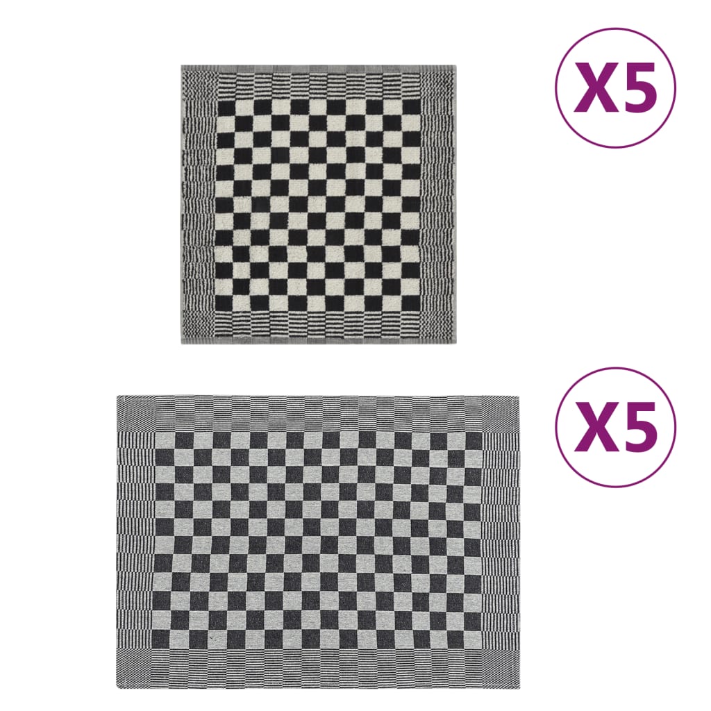 Rankšluosčių rinkinys, 10vnt., juodi ir balti, medvilnė