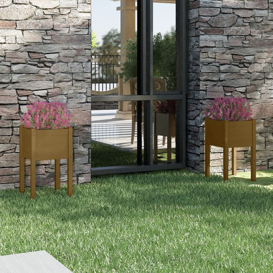 Sodo loveliai, 2vnt., medaus rudi, 40x40x70cm, pušies masyvas