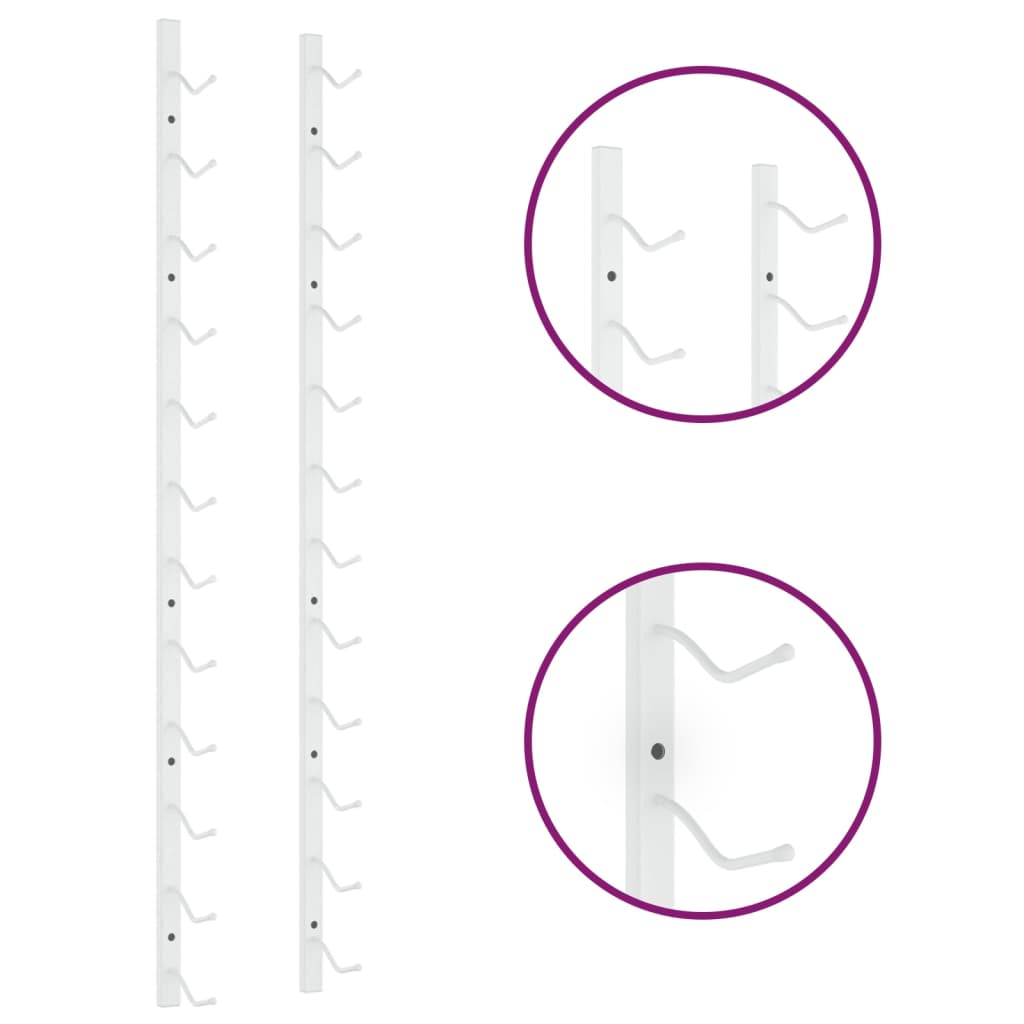 Prie sienos montuojamas vyno laikiklis, baltas, geležis